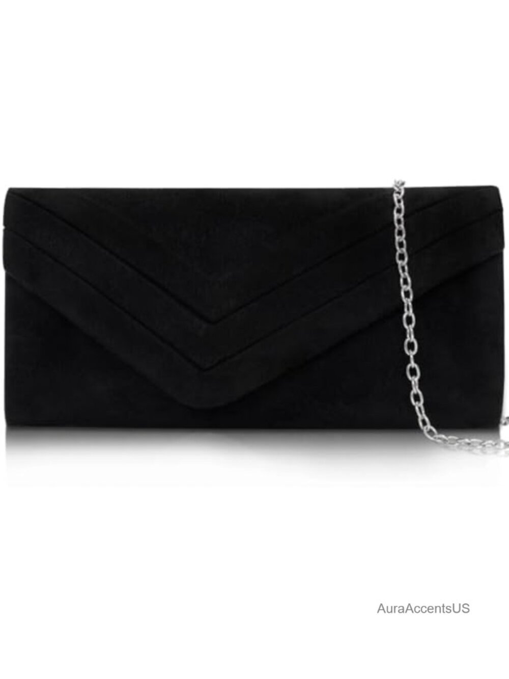 Suede Envelope Clutch Purse with Chain Strap for Weddings and Evening Events